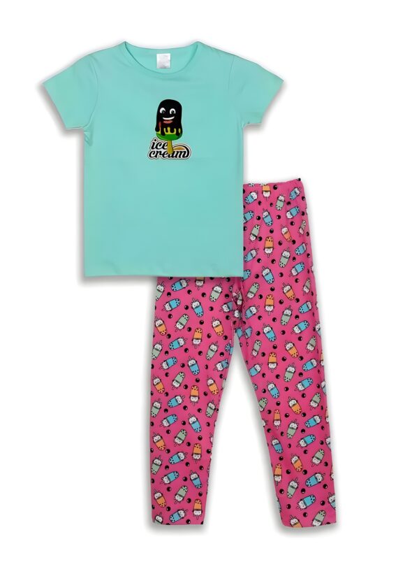 Sweet Treat Aqua Blue & Pink Pajama Set